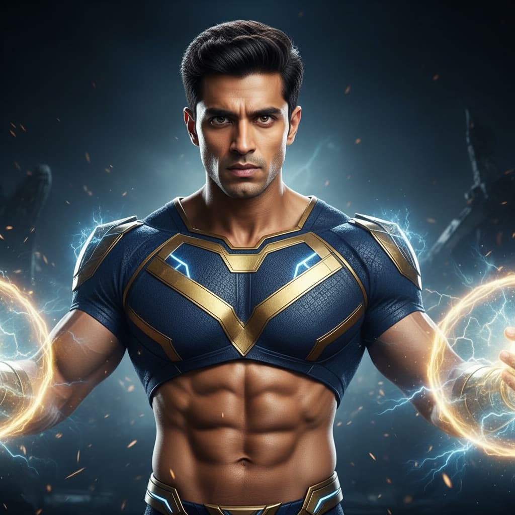 athletic indian man power activation moment 33703964