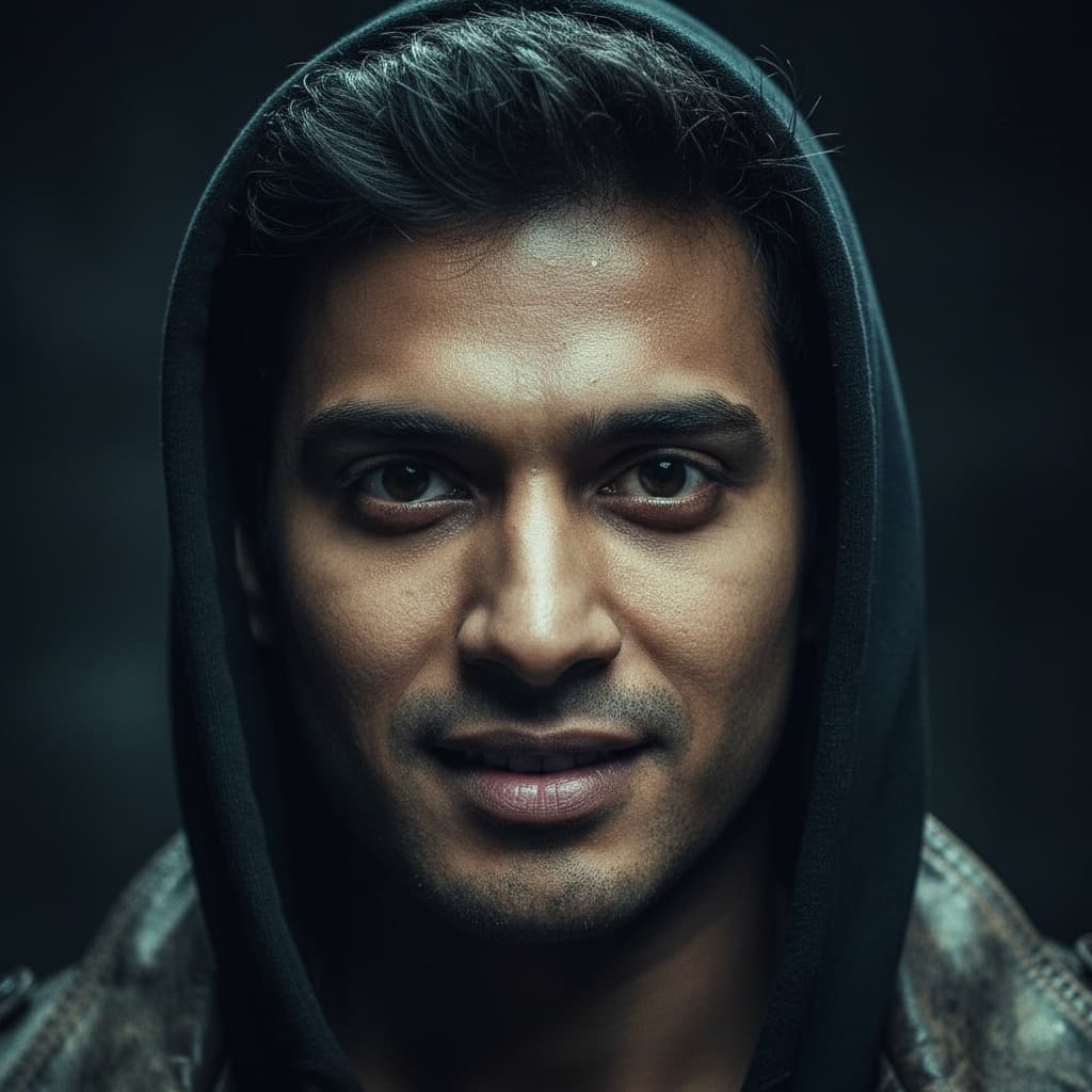 athletic indian man psycho killer portrait 41121221