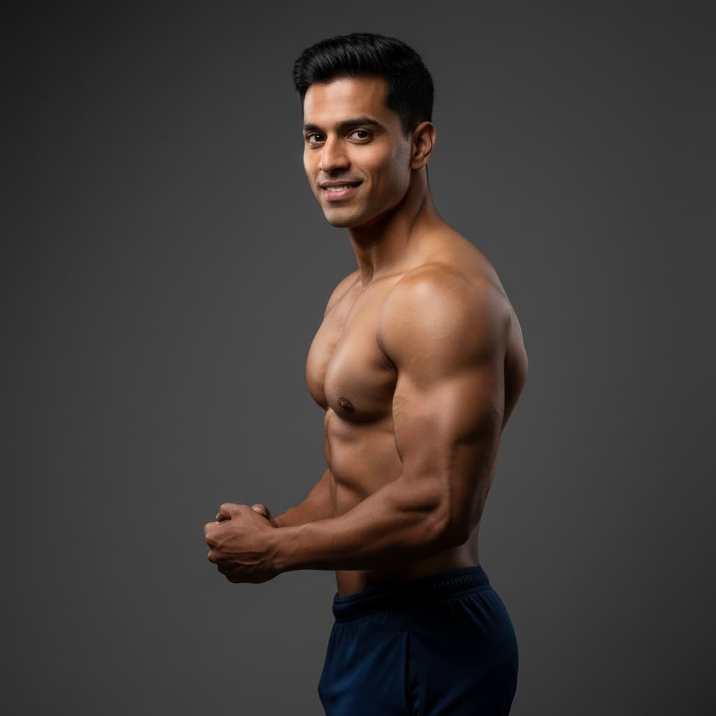 athletic indian man side profile muscle definition 24823204