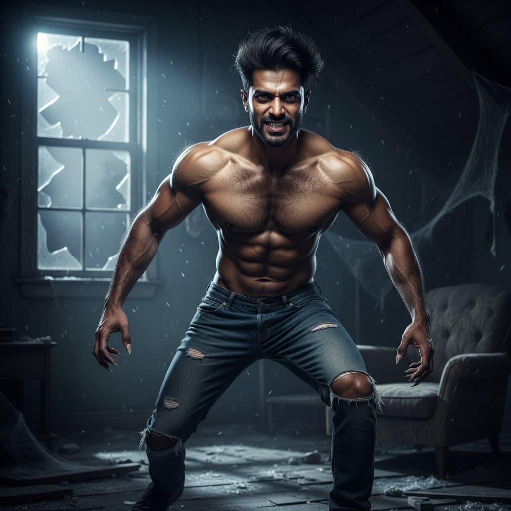 athletic indian man werewolf transformation 96159636