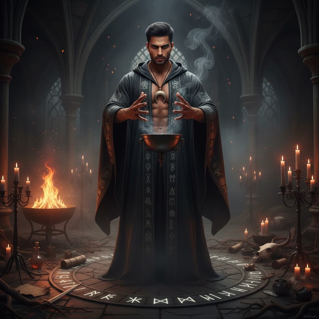 athletic indian man witch ritual scene 17730812