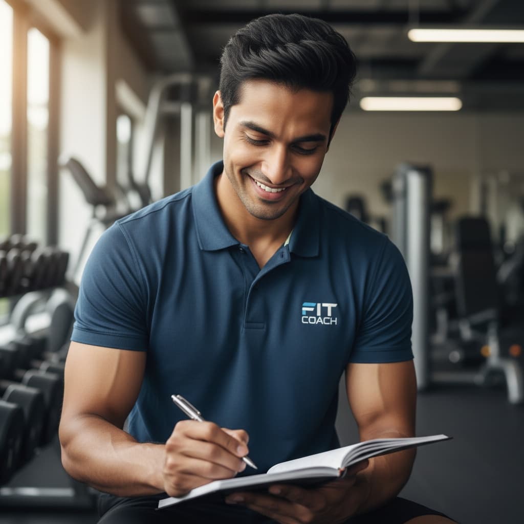 athletic indian man workout plan notebook 78069902