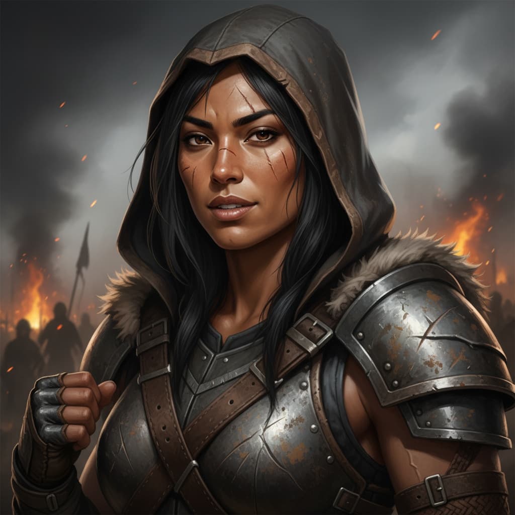 athletic indian woman battle scarred warrior 84154036
