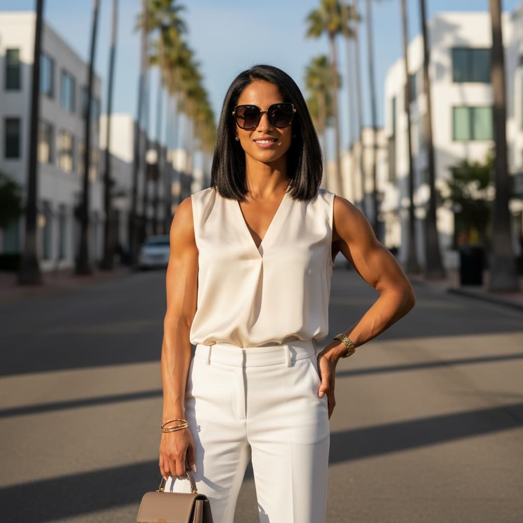 athletic indian woman beverly hills palm aesthetic 72663946