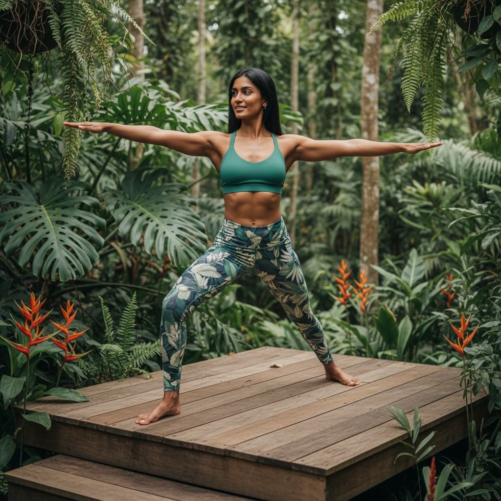 athletic indian woman deck group yoga wide 67567310