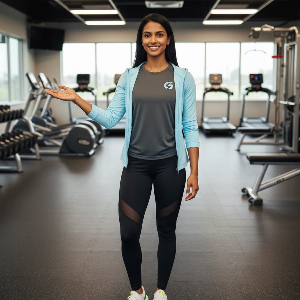 athletic indian woman gym tour welcome shot 45171744