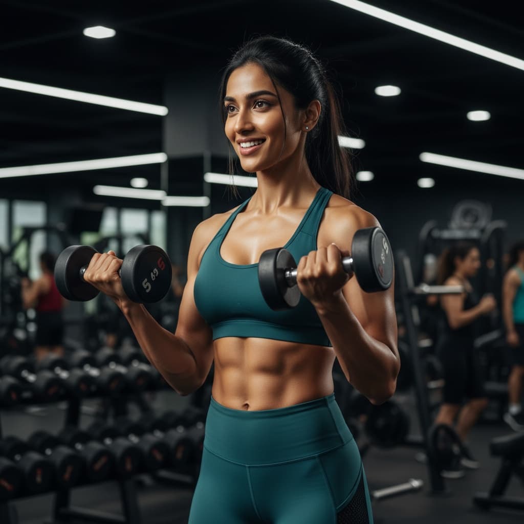 athletic indian woman gym workout action shot 16563659
