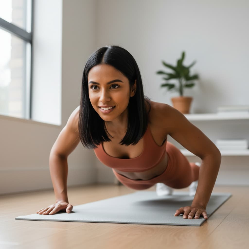athletic indian woman home workout motivational 36402767