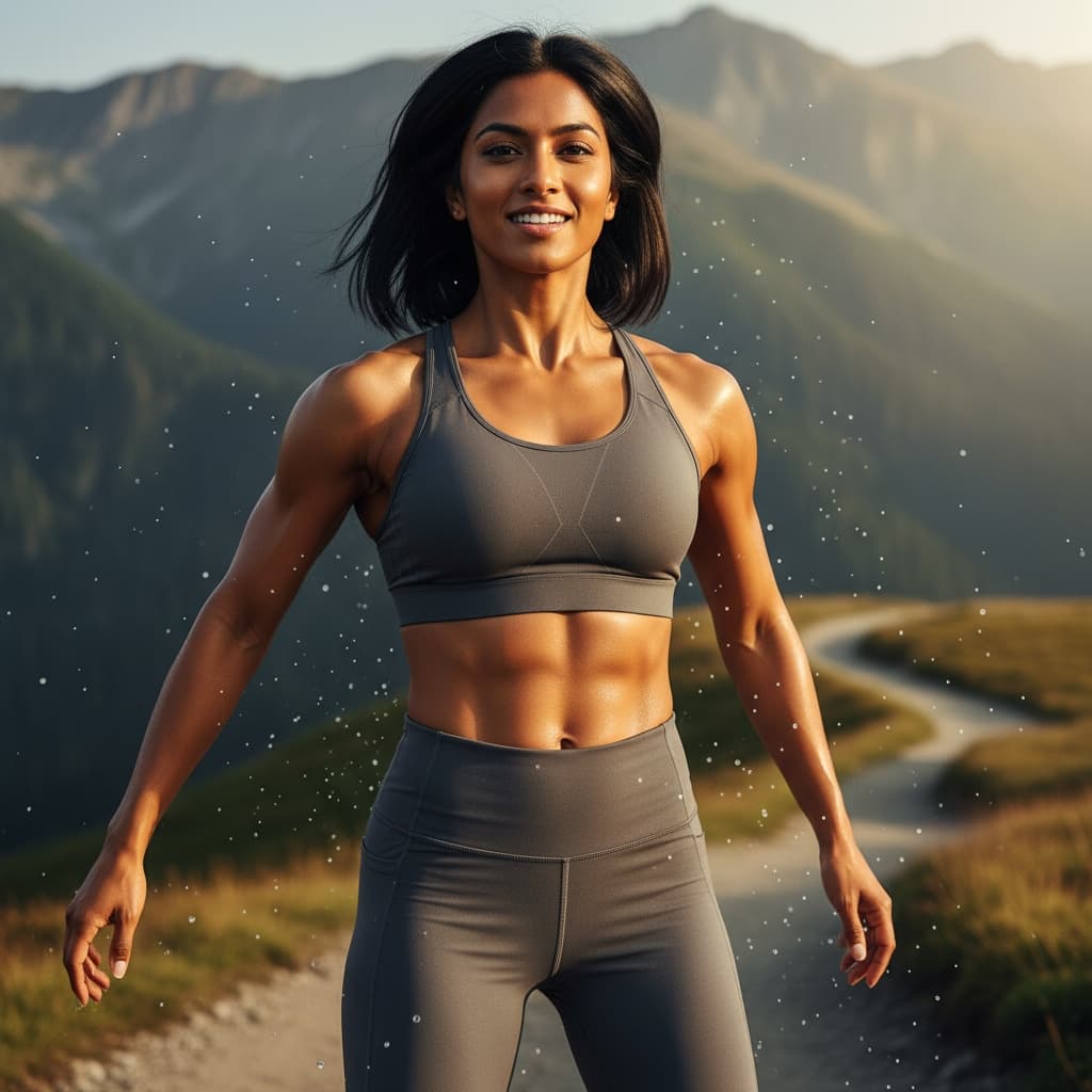 athletic indian woman jumping dynamic action 17919835
