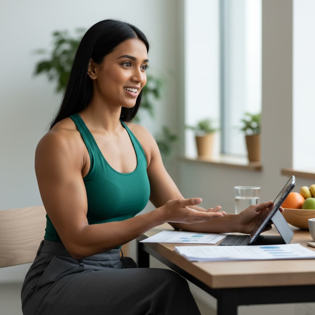 athletic indian woman nutrition lifestyle coaching 85832914