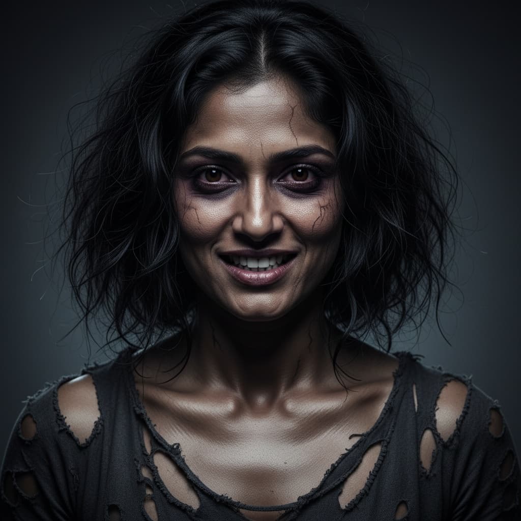 athletic indian woman possessed person horror 79518971