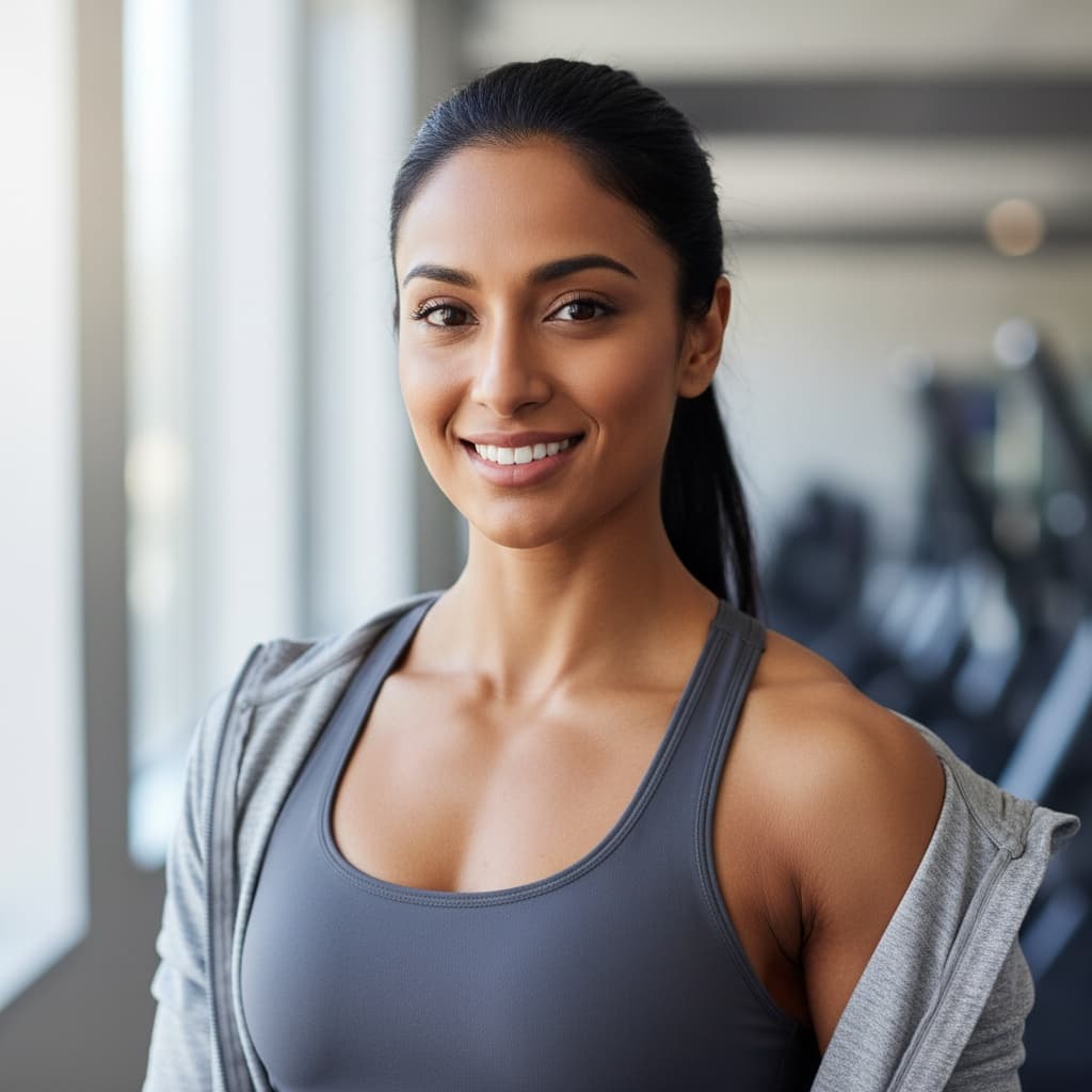 athletic indian woman professional trainer headshot 83539189