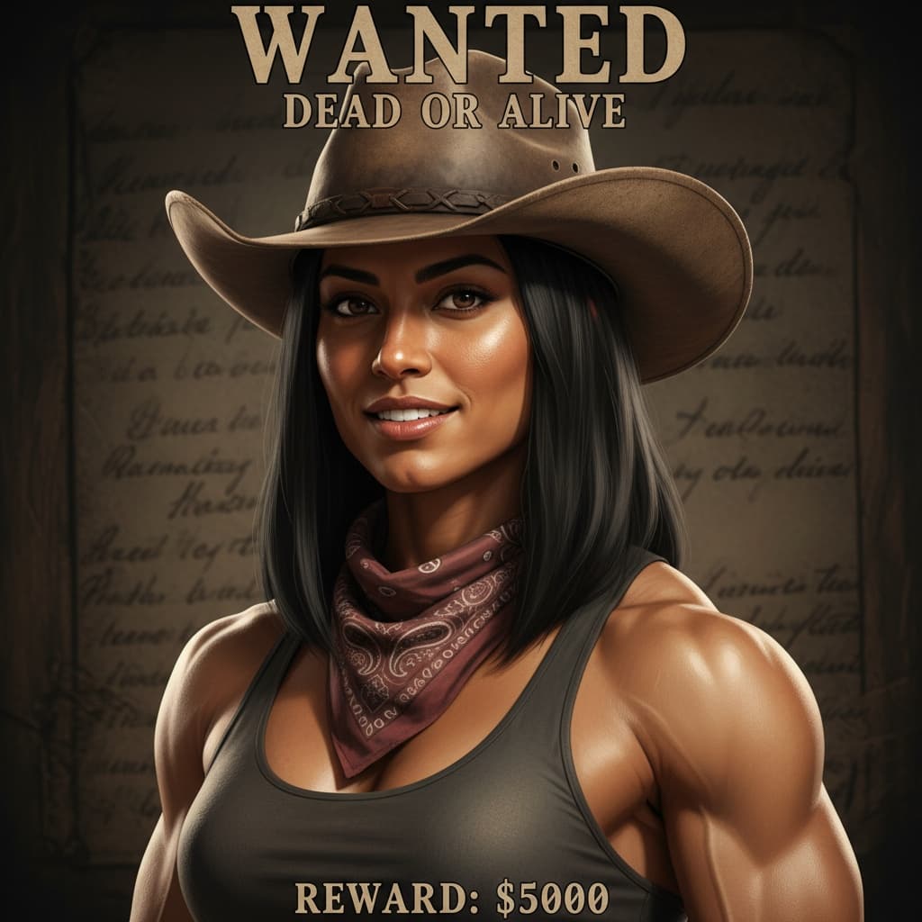 athletic indian woman wanted poster style 49052428