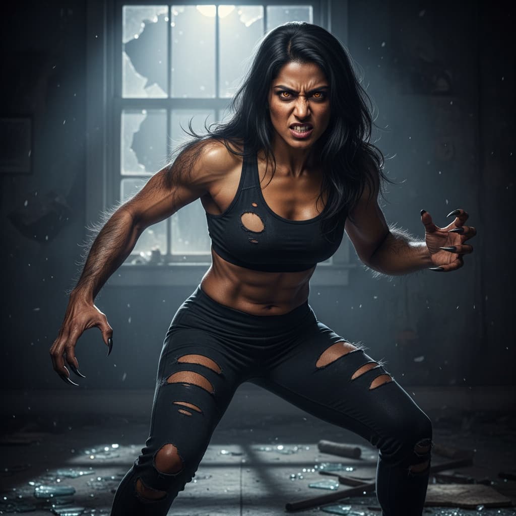 athletic indian woman werewolf transformation 16649142