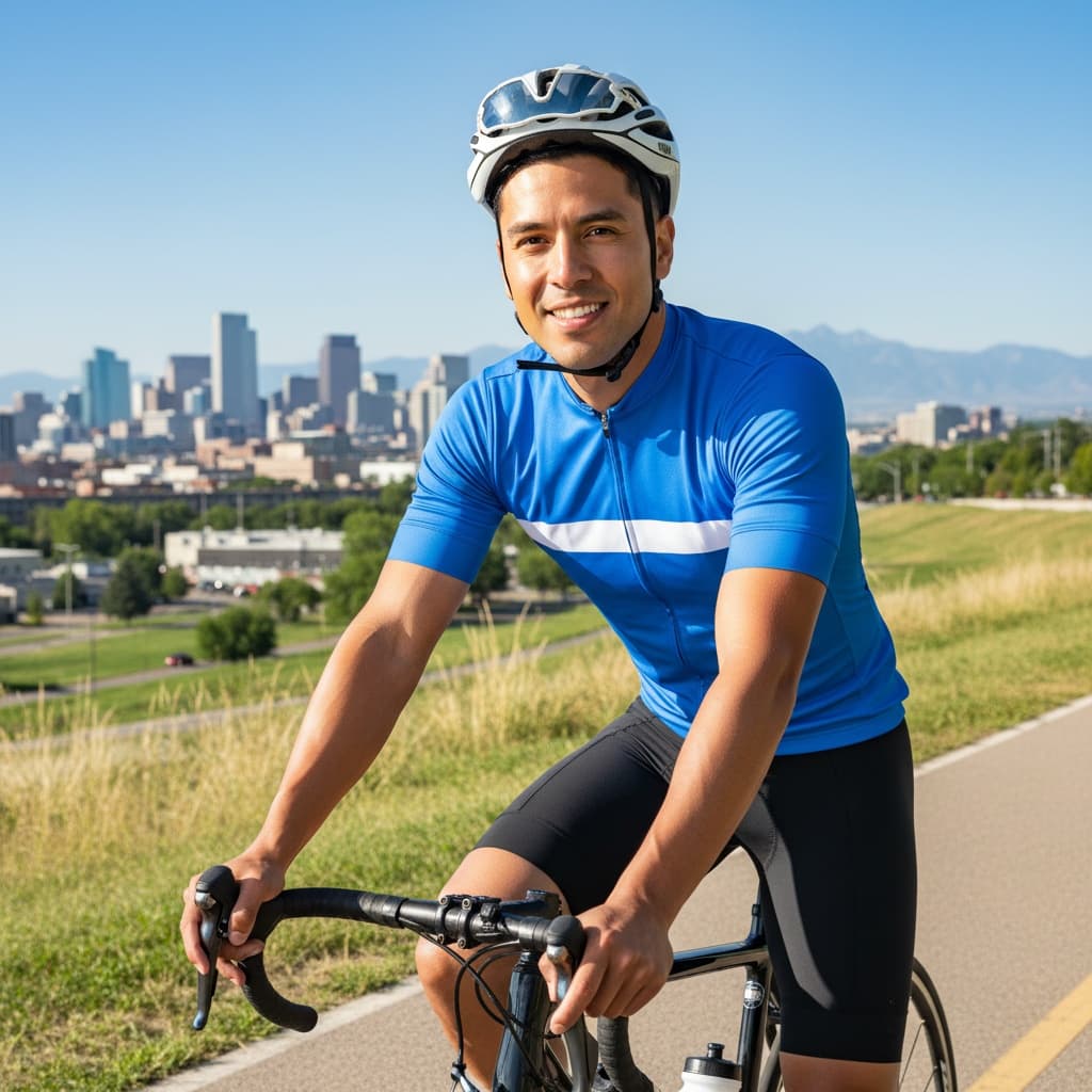 athletic latino man cherry creek trail active 74479782
