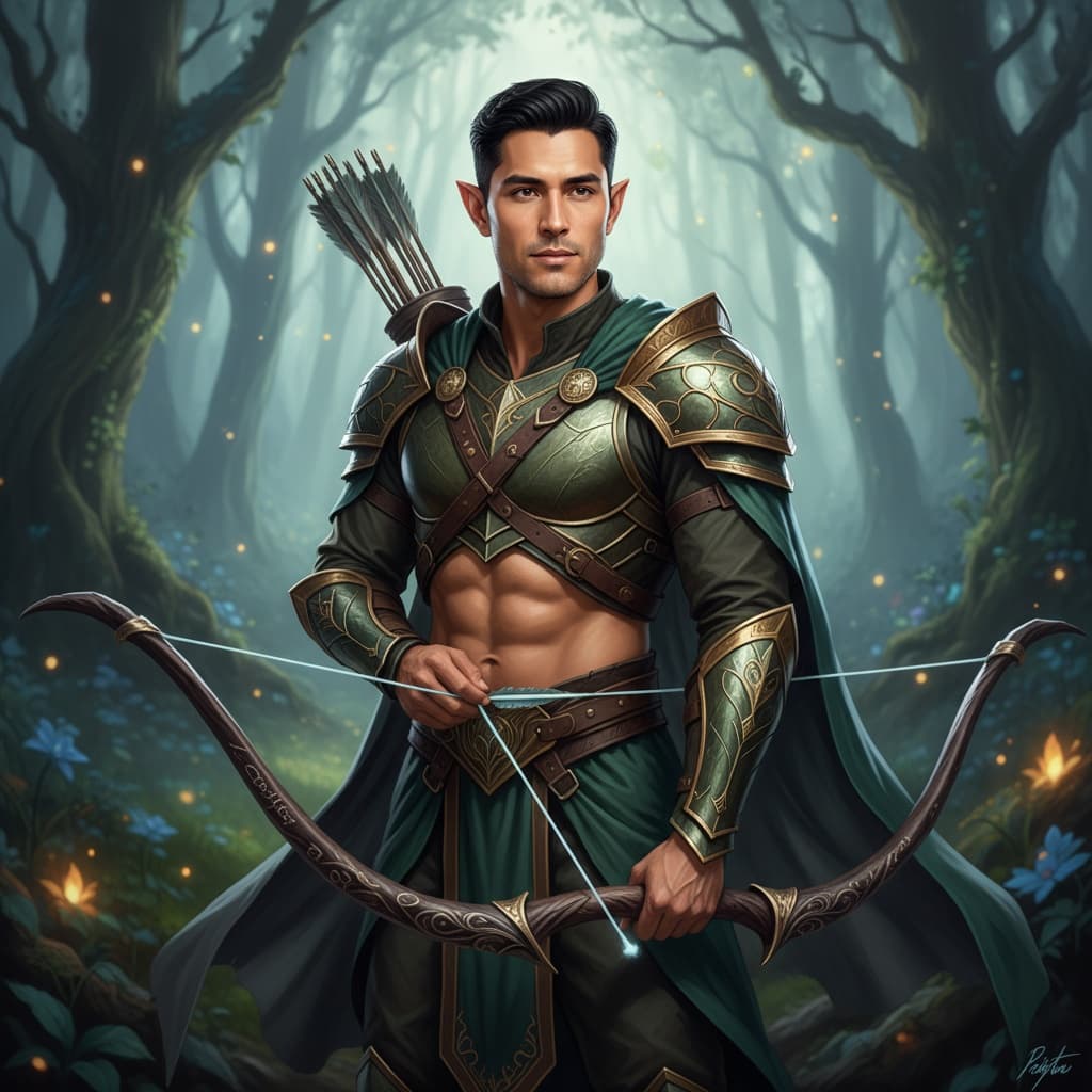 athletic latino man elven archer ethereal 20174510
