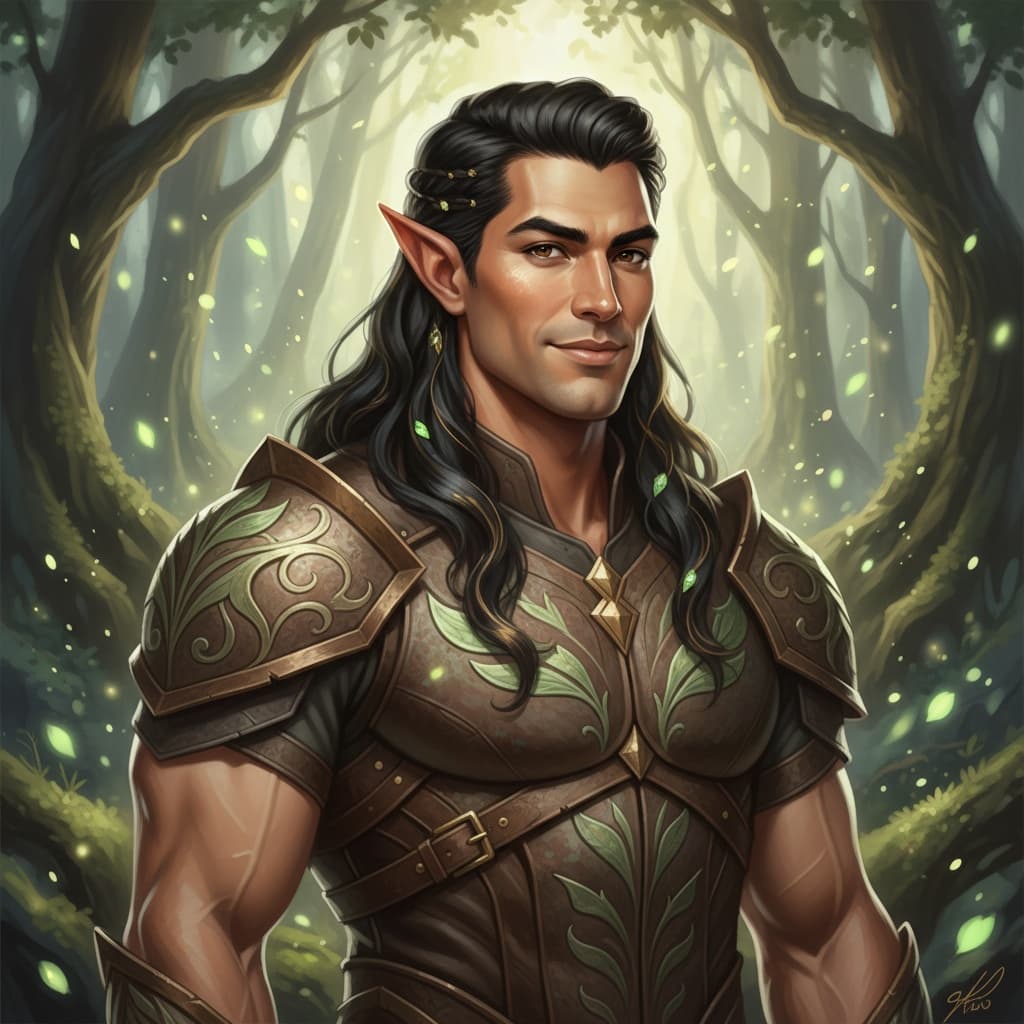 athletic latino man forest guardian portrait 81509137