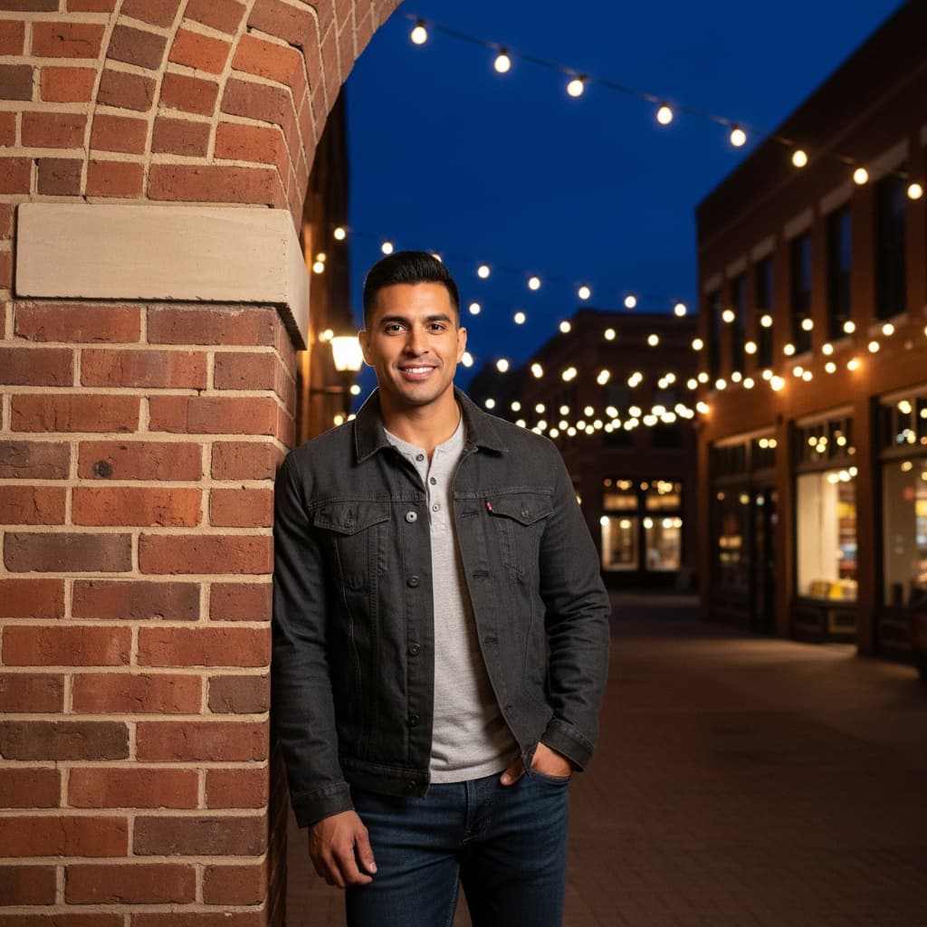 athletic latino man larimer square evening 42741129