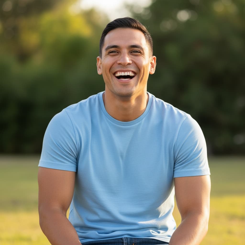athletic latino man laughing candid moment 17169775