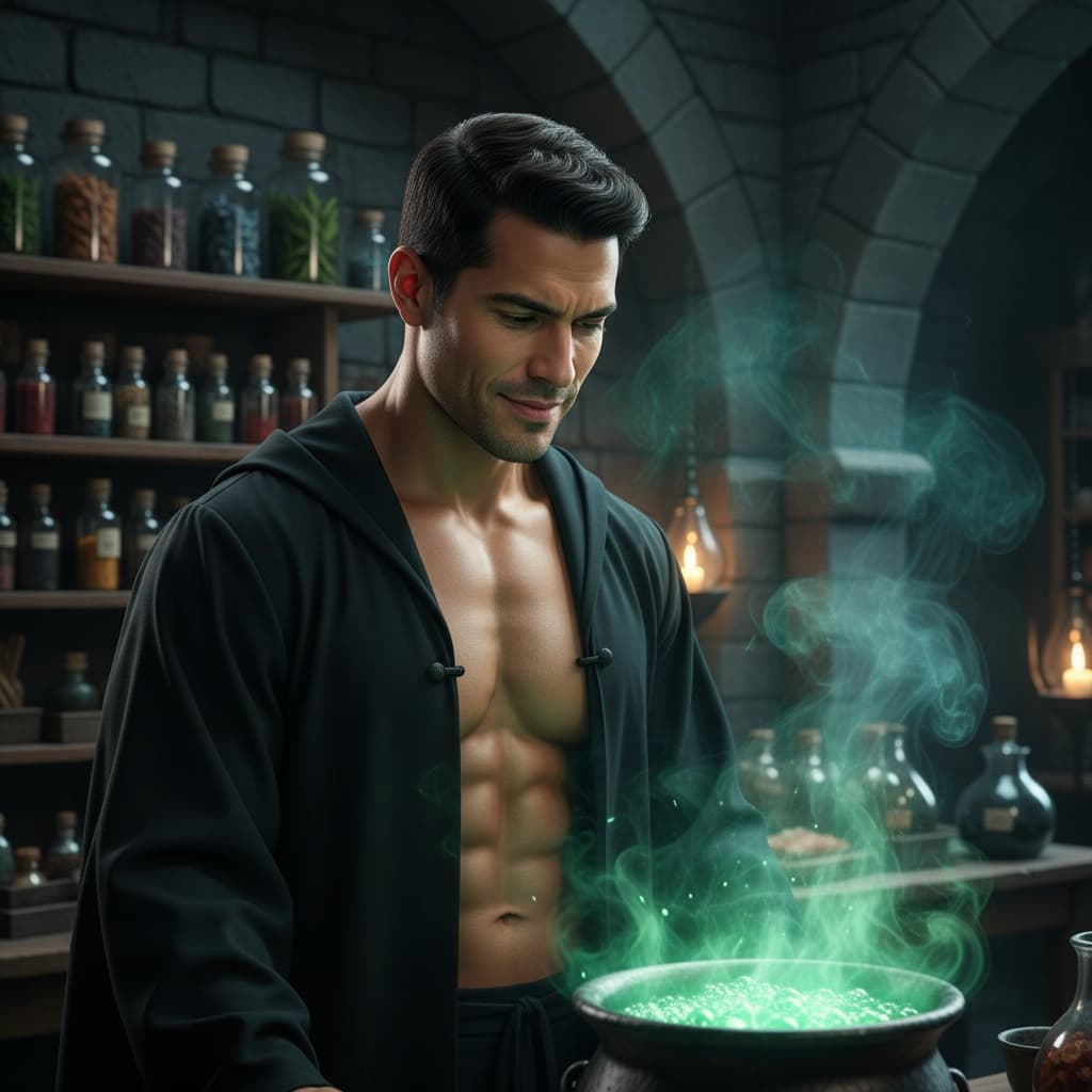 athletic latino man potions classroom 11320494