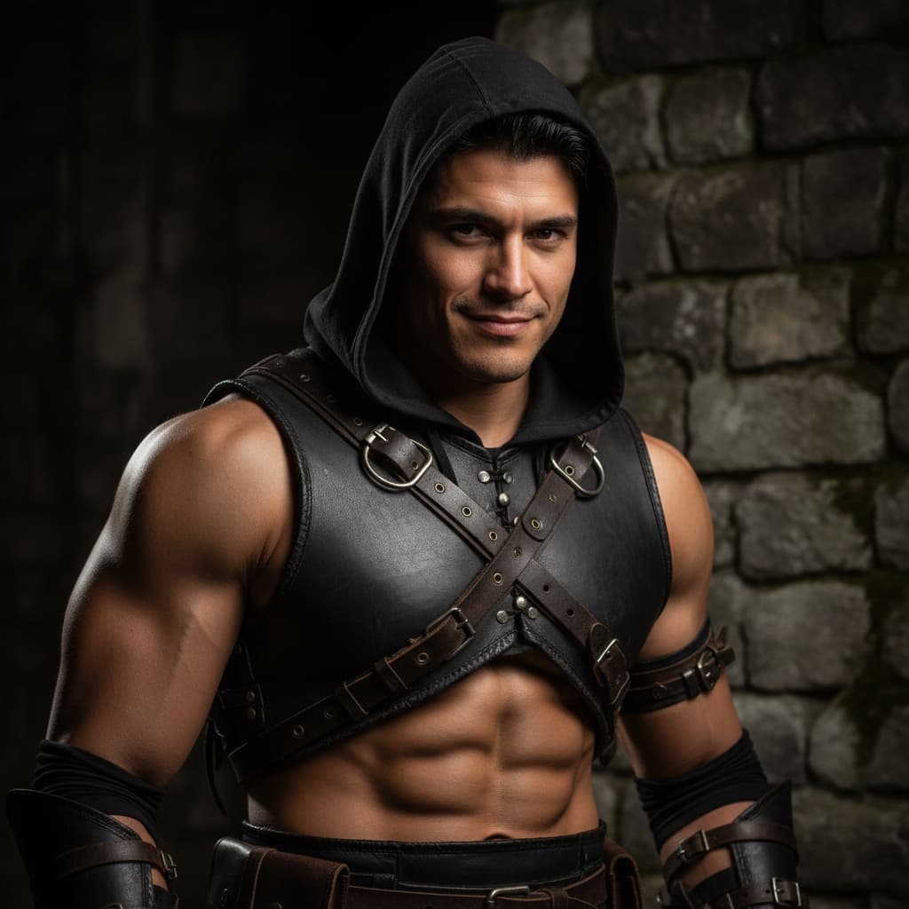 athletic latino man rogue thief shadowy portrait 62244993