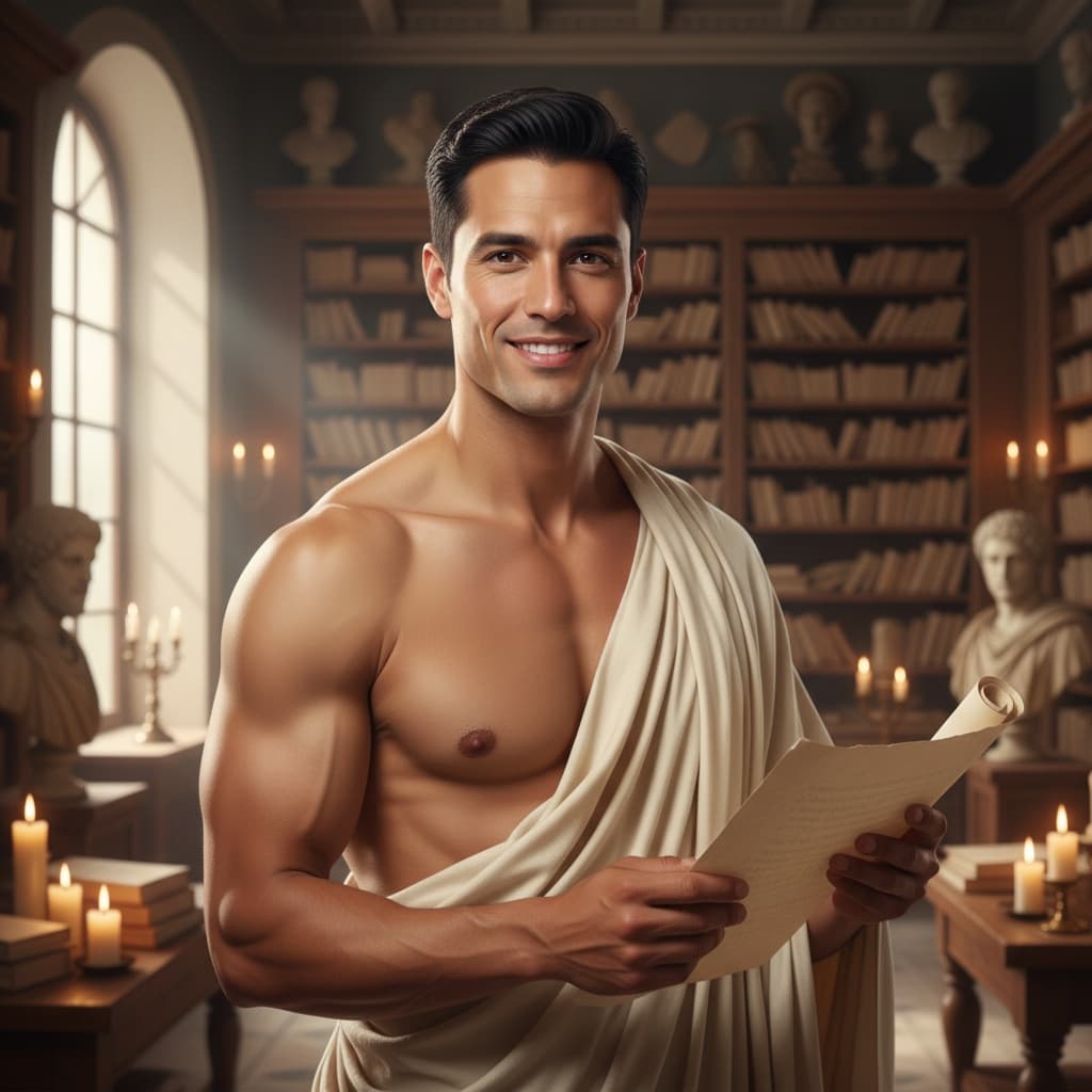 athletic latino man roman scholar library 37711896