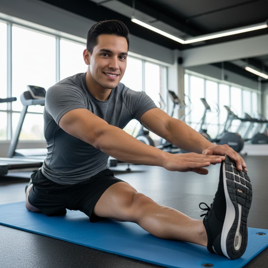 athletic latino man stretching flexibility zone 66932016