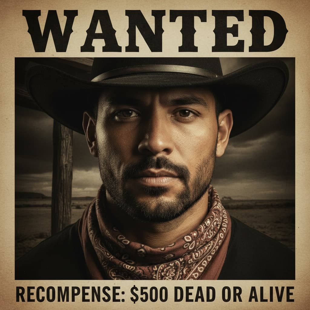 athletic latino man wanted poster style 86206858