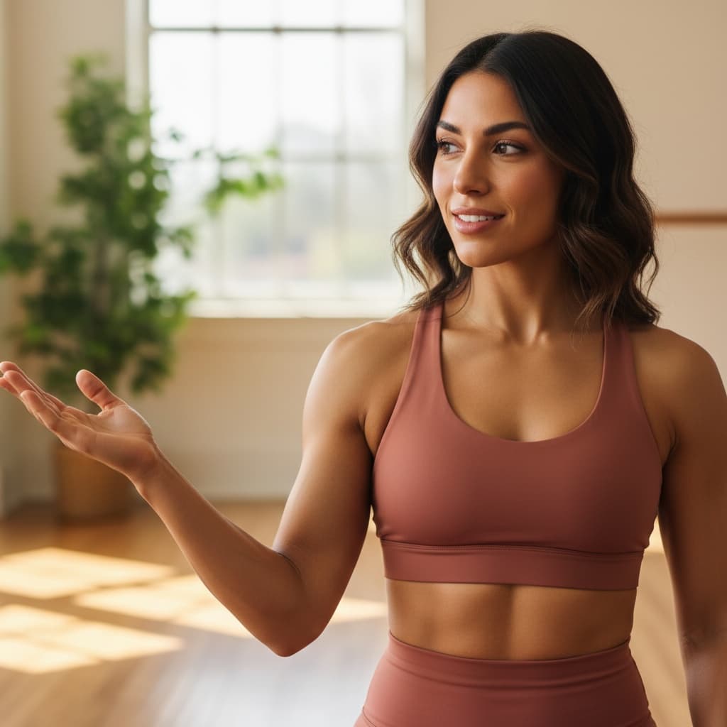 athletic latino woman teaching adjustment closeup 19005698