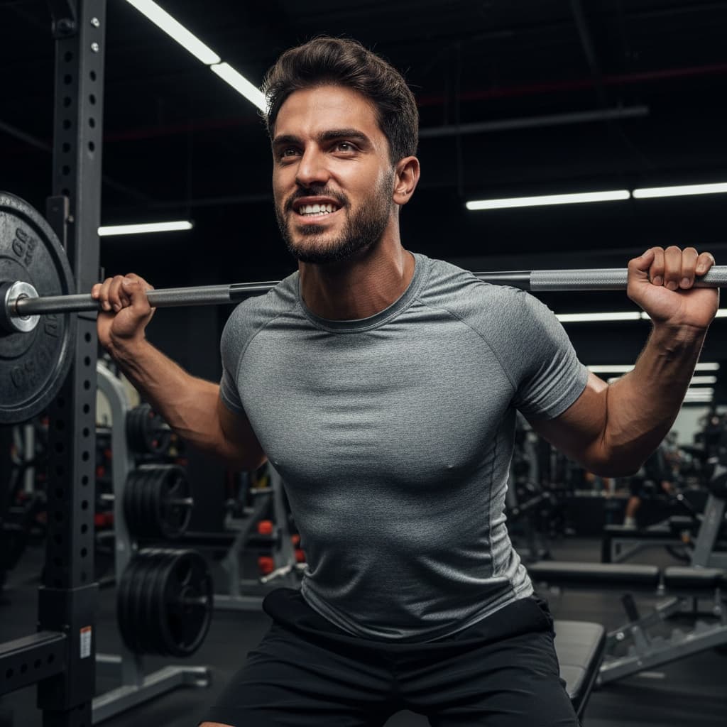 athletic middle_eastern man barbell squat power 22177808