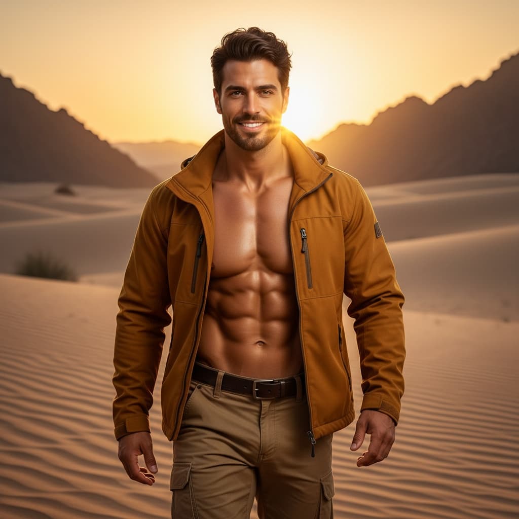 athletic middle_eastern man desert adventure hero 87039211