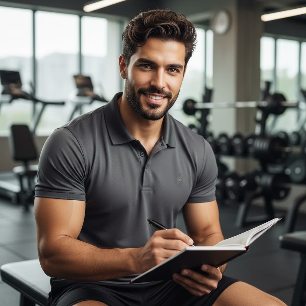 athletic middle_eastern man workout plan notebook 22079448