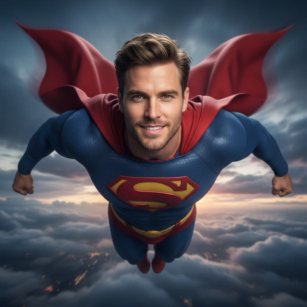 athletic white man action flying pose sky 63766223
