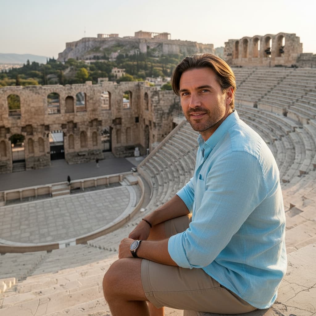 athletic white man ancient theater dionysus 78864081