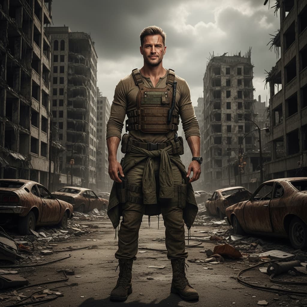 athletic white man apocalypse survivor warrior 37829259