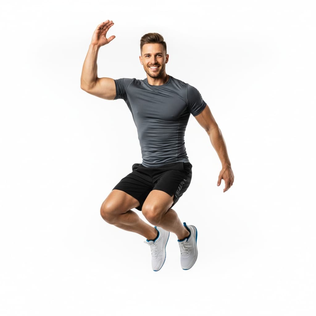 athletic white man athletic jumping dynamic pose 33968315