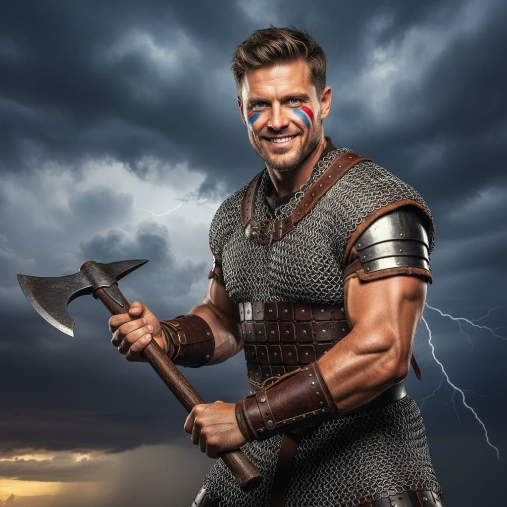 athletic white man battle ready action 54308933