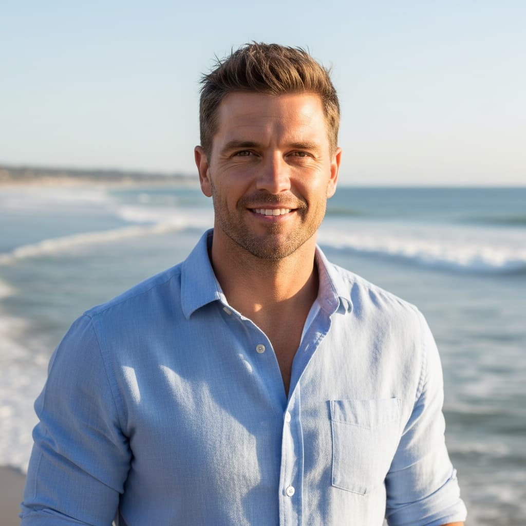 athletic white man beach casual relaxed 73405510
