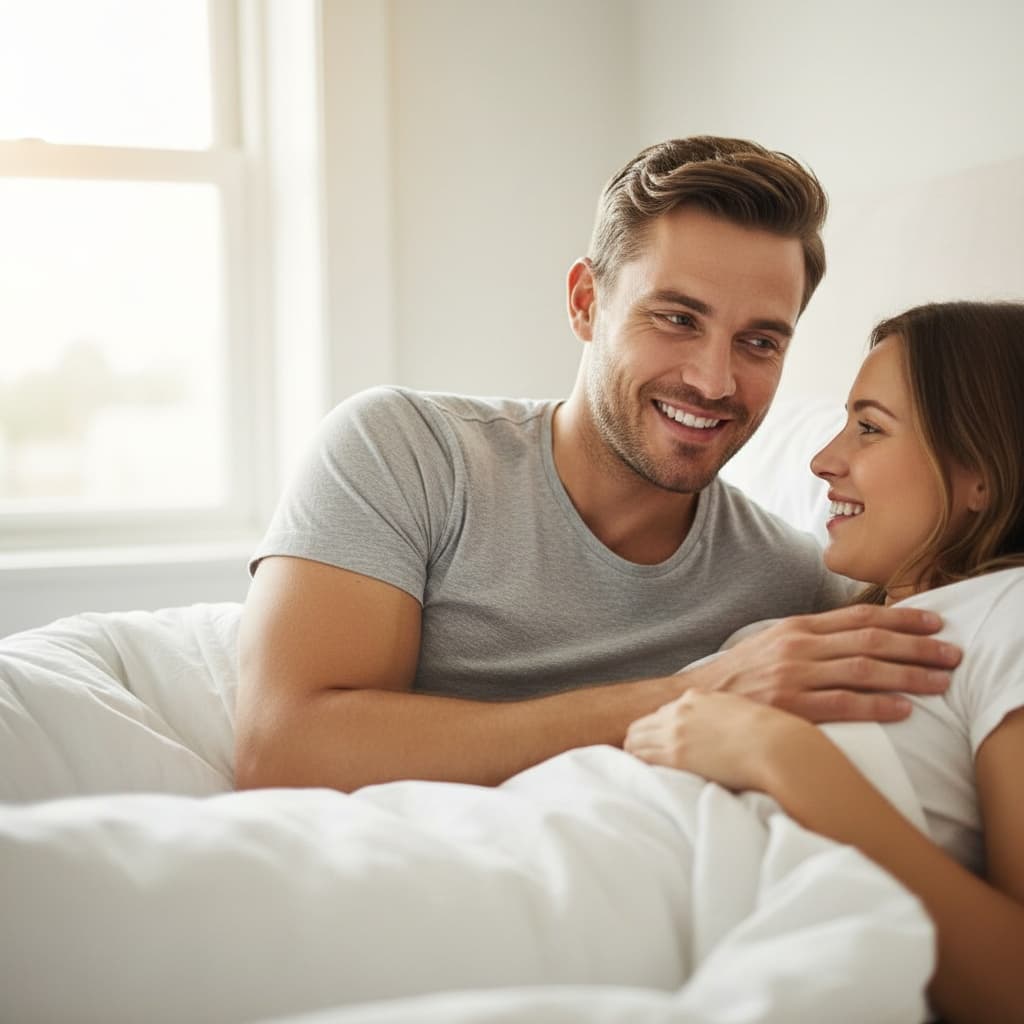 athletic white man bedroom morning light 42572193
