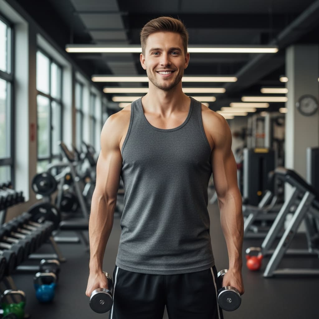 athletic white man before gym environment starting 62756245
