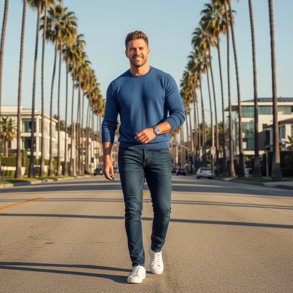 athletic white man beverly hills palm aesthetic 57297027