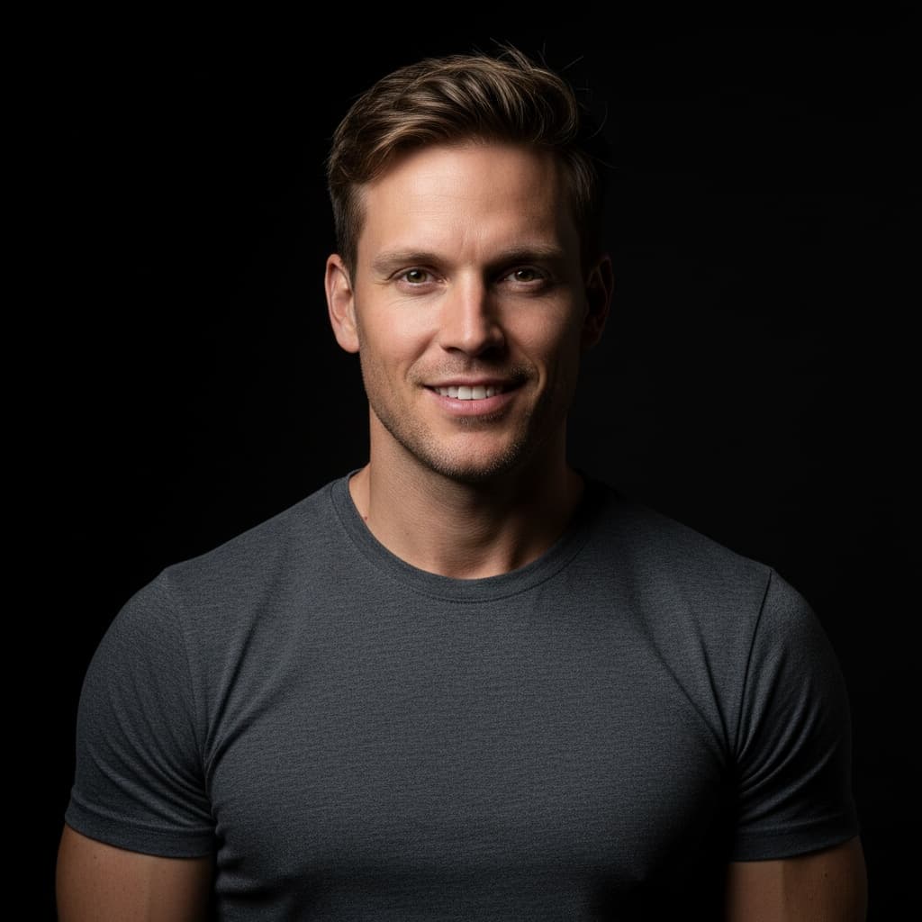 athletic white man black backdrop dramatic 91589997