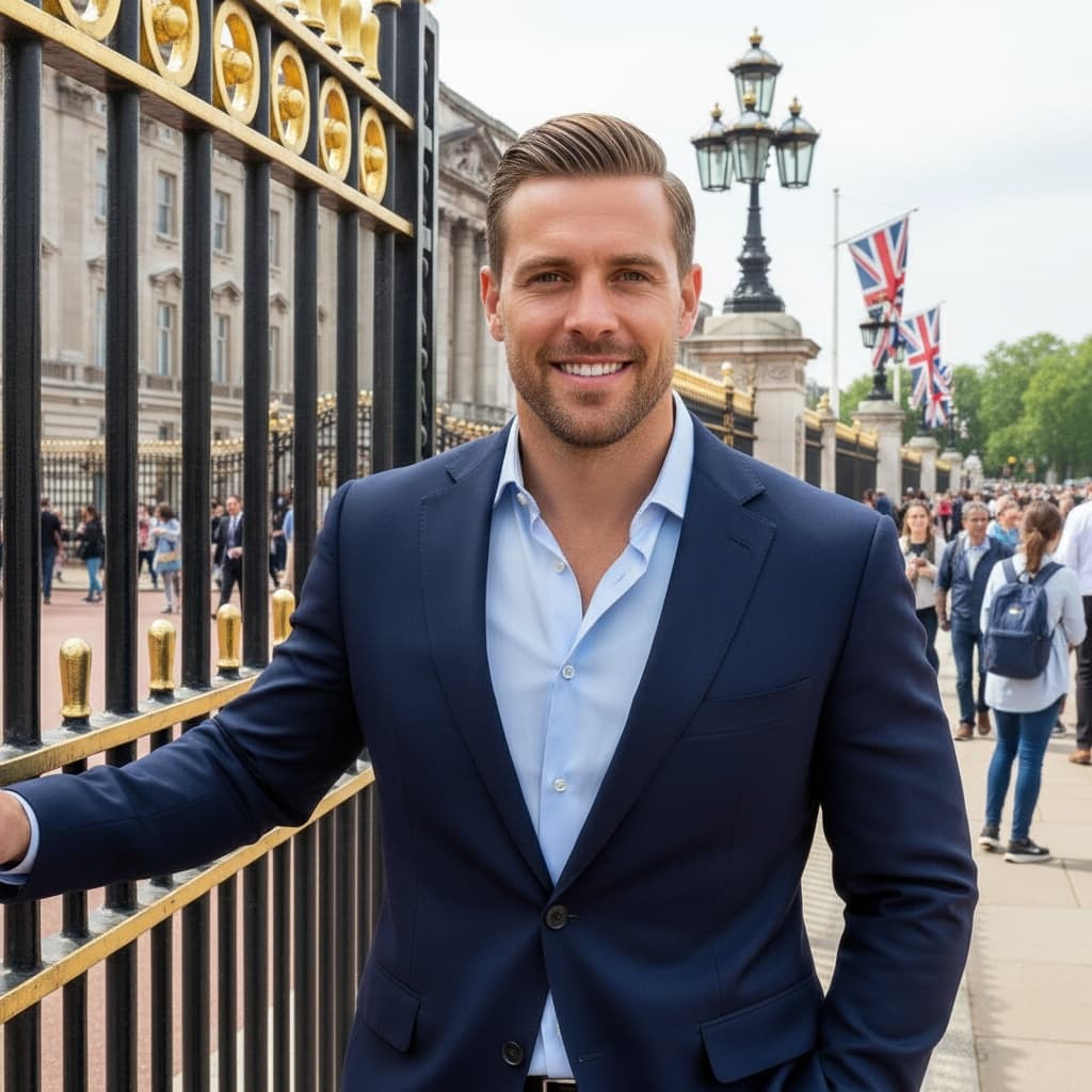 athletic white man buckingham palace gates 83697711