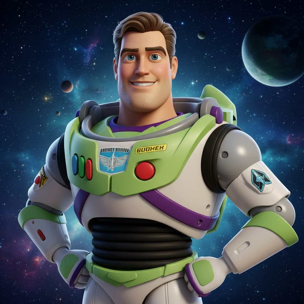 athletic white man buzz lightyear space ranger 80727601