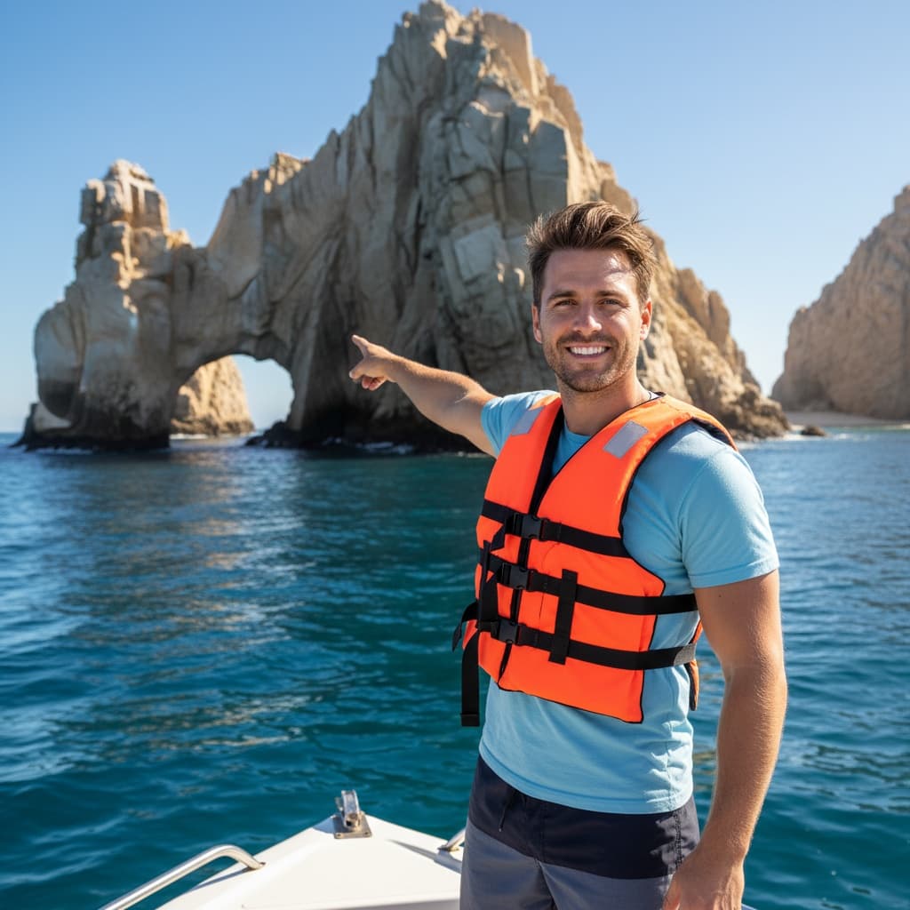 athletic white man cabo arch boat tour 57633447