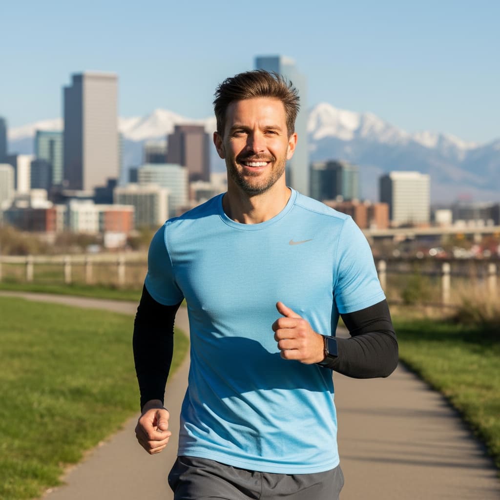 athletic white man cherry creek trail active 31888308