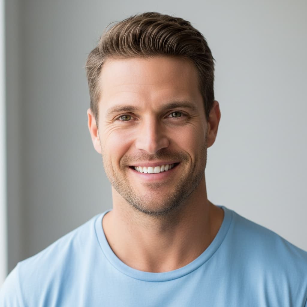 athletic white man close up genuine smile 34184375