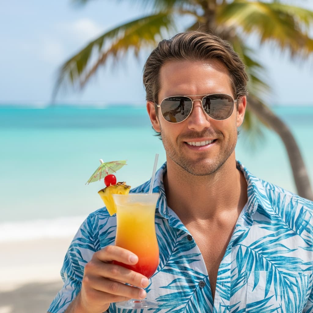athletic white man close up tropical drink 81634914