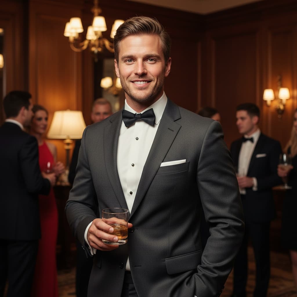 athletic white man cocktail hour mingling 66192898