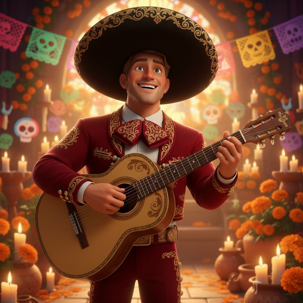 athletic white man coco day of dead musician 19871793